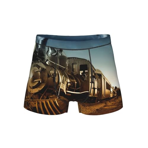 bghdfa Ropa interior elástica transpirable con estampado de tren y ferrocarril con cintura ancha cómoda y flexible y bolsa en forma de U 3D, Negro, M