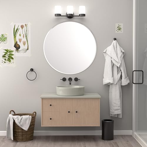 Image of Gatco Small Bathroom Trash Can With Lid, Round 3 Gallon Stainless Steel Wastebasket, Under Sink, Matte Black, For Bathroom, Bedroom, Office (1912)