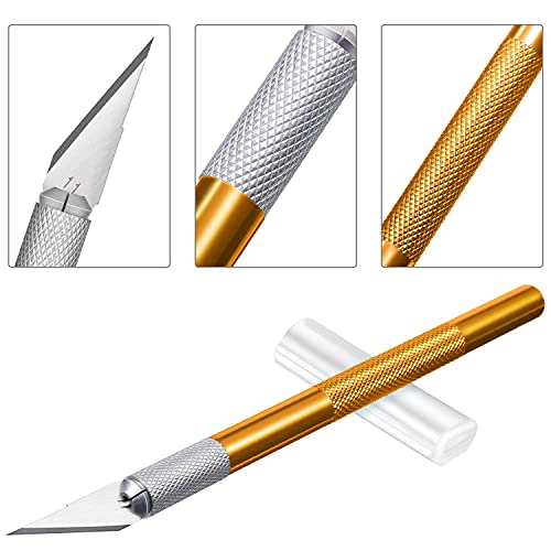 4 Pieces Craft Knife Hobby Knife With 40 Pieces Stainless Steel Blades Kit For Cutting Carving Scrapbooking Art Creation (Yellow, Red, Blue, Rose Red) #TOP2