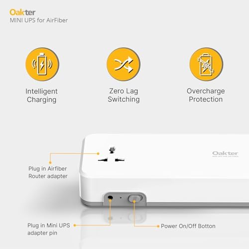 Image of Oakter Mini UPS for AirFiber and AirFiber Plus WiFi Routers | 6x2000 mAh Battery | Power Backup Upto 4 Hours | 12 Months Warranty for UPS | Current Surge & Deep Discharge Protection AirFiber V3.0