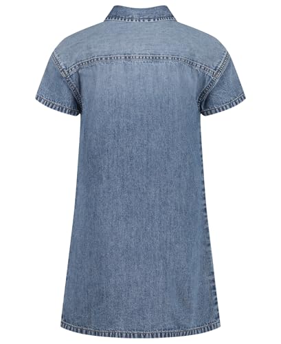 Image of Calvin Klein Girls' Short Sleeve Lightweight Chambray Denim Shirt Dress