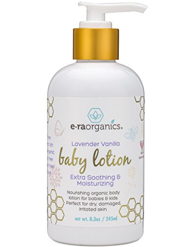 Lavender Baby Body Lotion – Soothing Natural & Organic Body Lotion For Dry, Sensitive Skin, Baby Eczema, Rashes with Chamomile, Calendula, Cocoa Butter, Rosemary & More by Era Organics (8oz.)