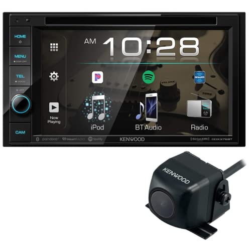 Kenwood DDX376BT Double DIN in-Dash 6.2” DVD Receiver with Bluetooth | Clear Resistive Touch Panel | Plus CMOS-230 Rearview Camera with Universal Mounting Hardware & Video Cable (Renewed)