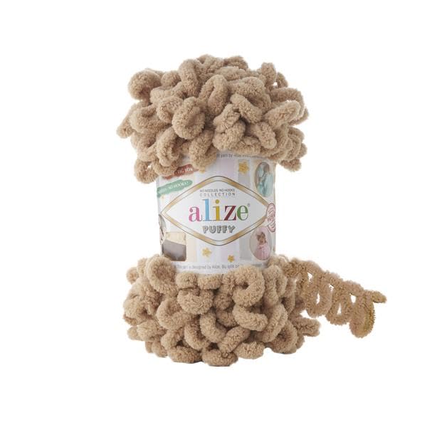 Alize Puffy Baby Big Loop Blanket Yarn 100% Micropolyester Soft Wool Each Ball 100g 9m - 262 Beige — image 1