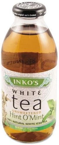 INKOTEA T2 Ready-To-Drink Unsweetened Hint `O Mint White Tea, 16oz Bottle, 12/Carton