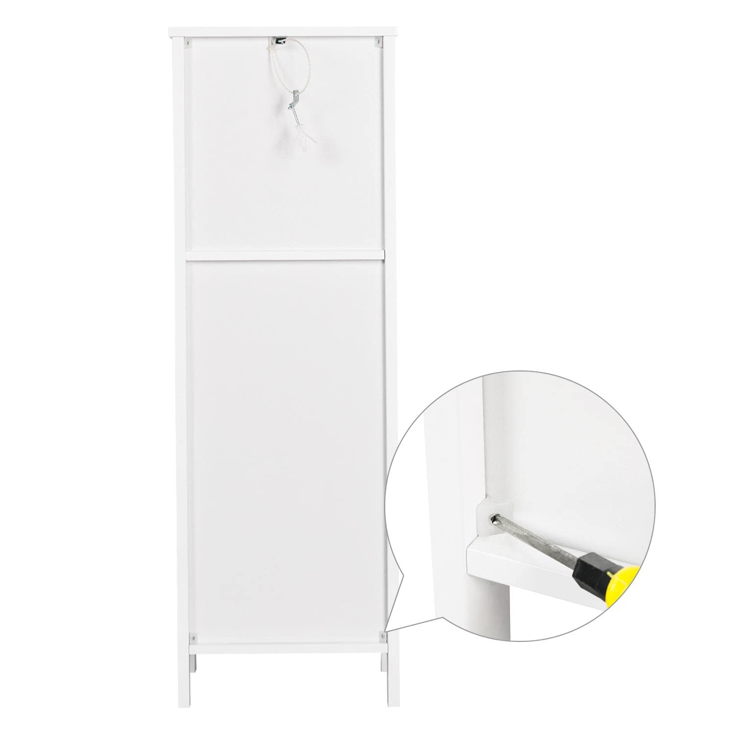 Yaheetech Badschrank, Badkommode, lackiertes Badregal weiß, Badezimmer Schrank mit abnehmbaren Schubladen, Nachtkommode, Eckkommode, 30x30x89cm LBH