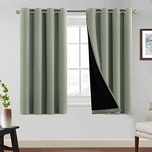 PrinceDeco PrinceDeco 100% Blackout Short Curtains 54 Inches Long Window Treatment Panels Thermal Insulated Drapes for Kitchen Small Window Bedroom Full Blackout Curtain Panels (Set of 2 PCs, Desert Sa