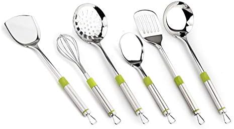 Spatula Cooking Utensils Stainless Steel Household Full Set of Colander Kitchen Utensils Kitchen Spoon Cooking Shovel Soup Spoon ladle，One Color-M