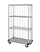 Quantum 3 Sided Dolly Base Wire Shelf Cart 74" H Post Dolly Base Units with 3 Wire Shelves 1 Solid Shelf Rods and Tabs 18" W X 36" L X 81" H