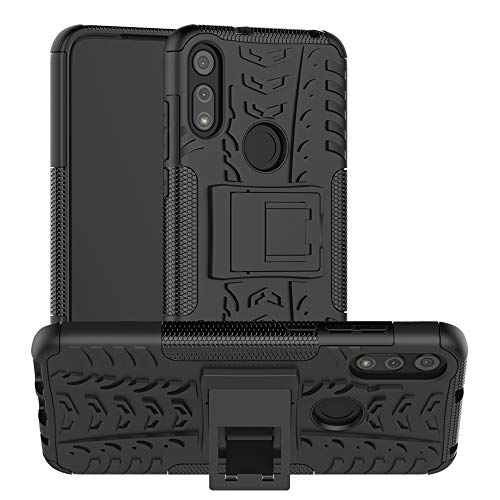 LFDZ Funda Motorola Moto E 2020,con Soporte Cáscara de Doble Capa de Cubierta Heavy Duty Silicona Caso Funda para Motorola Moto E 2020 / Moto E7,Negro