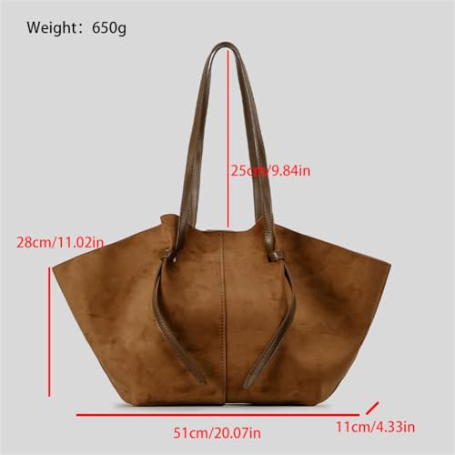 Vintage Faux Suede Shoulder Bag for Women Large Tote Purse Dumpling Commuter Handbags Satchels 2pcs2