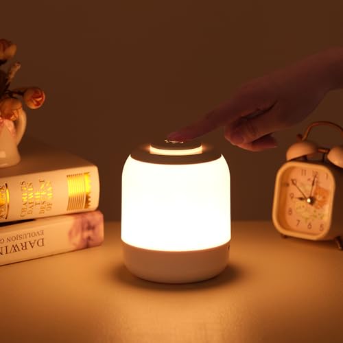 OUSIDE Lampe de Chevet LED Tactile Rechargeable Sans Fil, Veilleuse Dimmable pour Chambre Adulte et Enfant, Salon, Camping,3 Températures