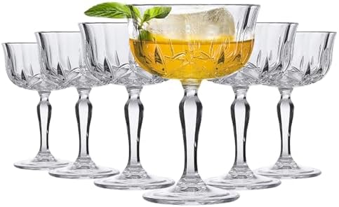 Martini Cocktail Glass, Set of 6 Retro 241ml Crystal Cocktail Gla...