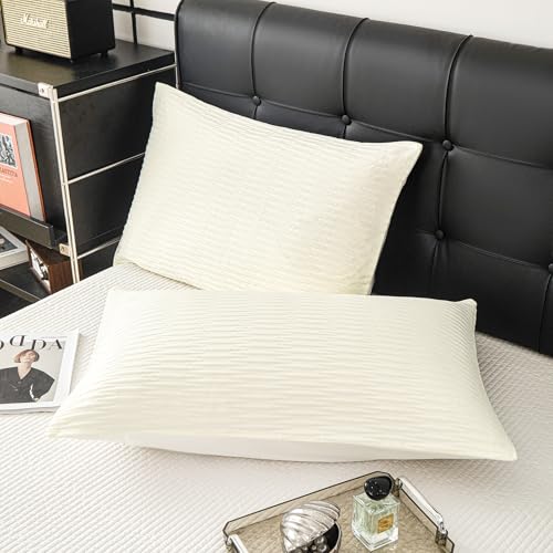 Queen Pillow Shams - 2 Pack, Ultra-Fine Washed Fiber,Super Soft and Comfortable, Wrinkle-Resistant, Fade-Resistant, Queen Size Pillowcases,Envelope Closure, 20x30Inches (White) — view 4