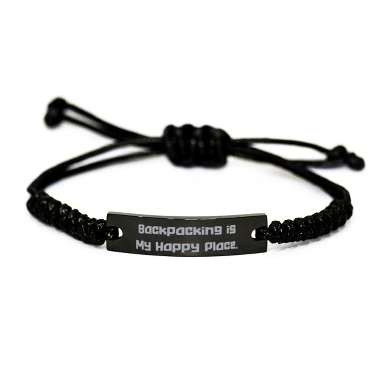 Game On Novelties New Backpacking, Backpacking is My Happy Place., Fancy Holiday Black Rope Bracelet from Friends