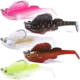 Fishing Lures for Bass Soft Swimbaits with Paddle Tail Soft Plastic Lures with Hidden Pre-Rigged Sha