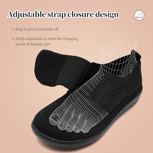 Diabetic Shoes for Women Wide Toe Box Adjustable Slip On Orthopedic Sneakers Zapatos para Diabéticos Mujer Comfortable Walking Women Shoes for Swollen Feet3