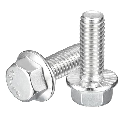 Image of uxcell 15Pcs 3 /8-16 x 1 Flanged Hex Head Bolts, 304 Stainless Steel Flange Hexagon Screws, Flange Hex Drive Screws 5.8 Grade for Machinery Industry Home Appliances, Silver