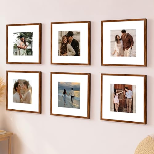 Image of Art Street Premium Photo Frame for living room, Classic Aesthetic Design Photo Frames for Photograph, Art Work, Kids Room Set of 6 (8x8 Inch, Brown)