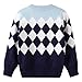 Danny D Boys & Girl's Round Neck Long Sleeve Pullover Knitted Sweater Children Tops (US, Age, 18 Months, 24 Months, Small Square-Sky Blue)