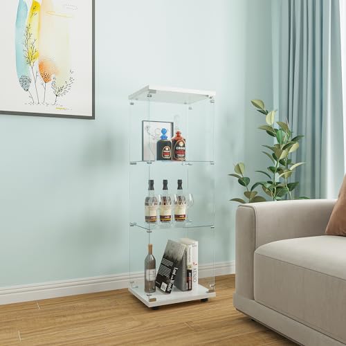 Image of Beauty4U White Glass Display Cabinet, 3-Shelf Curio Cabinet