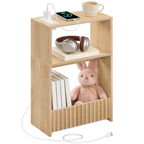 Small Narrow Side Table with Open Storage Shelves, 3-Tier Skinny