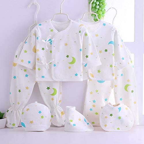 0-3 Months Girls Outfits&Set, 7PCS Newborn Baby Boys Girls Cartoon Pyjamas Tops+Hat+Pants +Bib Sleepwear Set