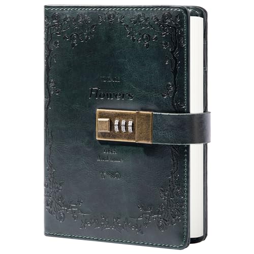 Image of TIEFOSSI B6 Leather Journal Notebook With Combination Lock, Travel Sailor Writing Diary Personal Planner Organizers As Gift For Girls Boys Women, 7.87 X 5.51 In,240 Pages
