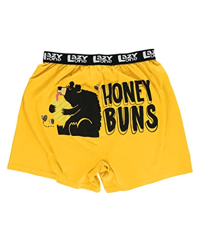 Lazy One Funny Animal Boxers, Novelty Boxer Shorts, Humorous Underwear, Gag Gifts for Men, Bear (Honey Buns, Small)