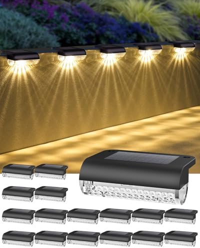 16 Pack Solar Deck Lights Outdoor, Solar Fence Lights Waterproof ...