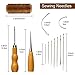 FEPITO 21pcs Leather Waxed Thread 8 Color 264 Yards 150D Leather Sewing Waxed Thread Cord with Leather Craft Hand Tools Kit for DIY Sewing Craft