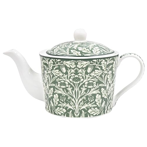 The Leonardo Collection William Morris - Teiera a forma di ghianda, 600 ml, per casa e cucina, bella teiera in porcellana fine, regalo per donne e uomini, stoviglie decorative ed eleganti per l'uso