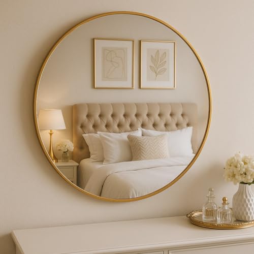 EDAXO Runder Spiegel Noor, Metallrahmen, Ø 80 cm (golden)