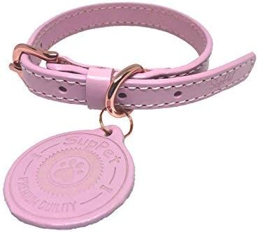 SupPet Pink Collar | Puppy Collar | Small Dog Collar | Medium Dog Collar | cat Collar | Made with Genuine Leather Premium Quality and…
