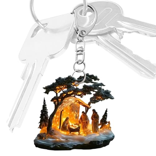 Niesel Adornos de Navidad | Adorno de Navidad de acrílico 2D para coche, adorno de espejo de automóvil, llavero coleccionable para accesorios interiores del hogar