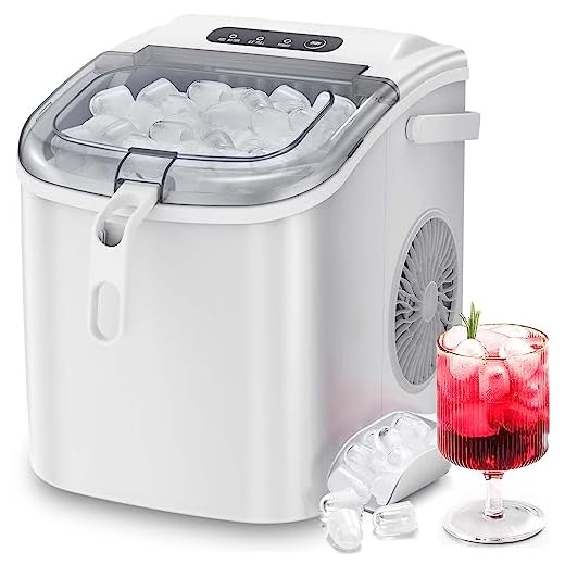 ZAFRO Ice Maker Countertop, Portable Ice Machine with Carry Handle, Self-Cleaning Ice Makers with Basket and Scoop, 9 Cubes in 6 Mins, 26 lbs per Day, Suitable for Kitchen, Camping, Party （White）