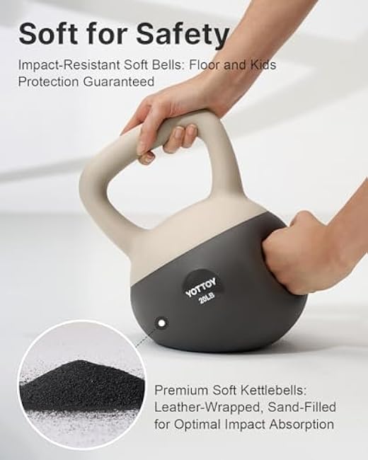 YOTTOY Soft Kettlebell, Set for Strength Training Kettlebells & Home Workouts, Soft-Sided Cushioned Base, Wide-Handle - Ideal for Men, Women, & Beginners
