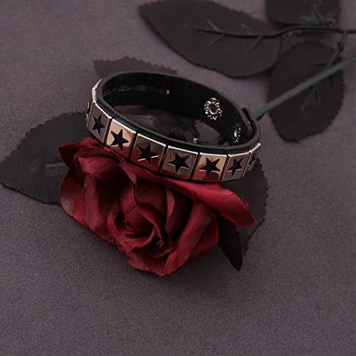 Unisex Punk Leather Bracelet Spike Cuff Bracelet 80s Studded Wristband for Biker Hip Hop Punk Accessories4
