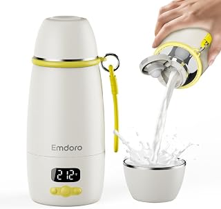 Portable Bottle Warmer for Travel, 212℉ Boil & 149℉ Pasteurization, 17.5oz Milk Warmer for Baby with Temp Control, 16000mAh Bottle Warmer On The Go, Portable Milk and Water Warmer
