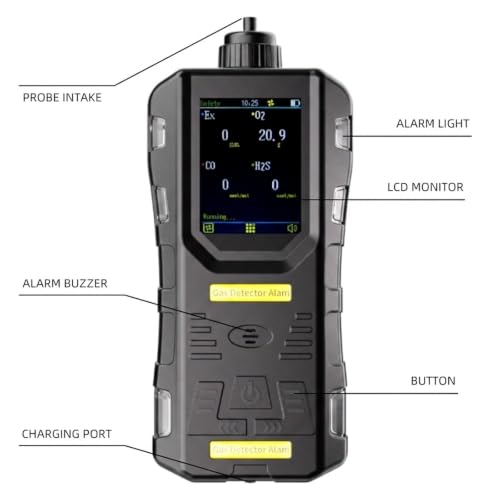 Monitor de gas portátil CO H2S O2 CO2 LEL con bomba infrarroja y TWA 6