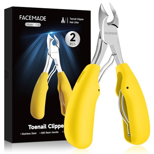 (フェイスメイド) FACEMADE 爪切り - 高温鍛造ステンレススチール 爪ツール 太く巻き爪用 イエロー