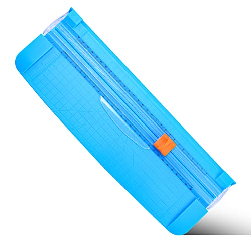GHKJOK Guillotina de Papel, Cizalla Papel con Automático de Seguridad Salvaguardar, Portátil y duradero Guillotina de Papel A4, para Cupón Craft Etiqueta de Papel o Foto - Azul Cover
