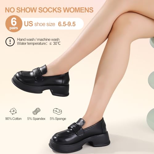 Image of No Show Socks Women with Sponge 6 Pairs Cushioned Sole