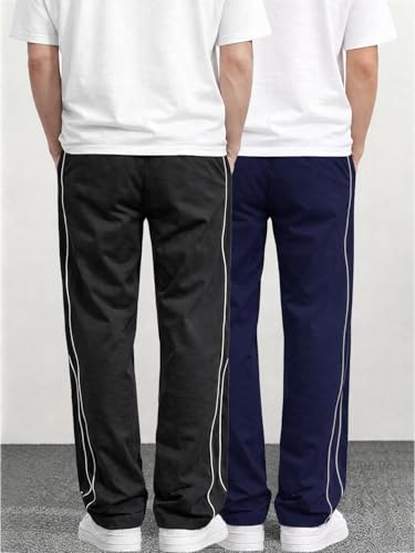 Image of CHKOKKO Men's Relaxed Track Pants for Gym Workout Running Casual Wear Sports Lower with Pockets Adjustable Drawstring Waist Lightweight Quick Dry Activewear Fitness