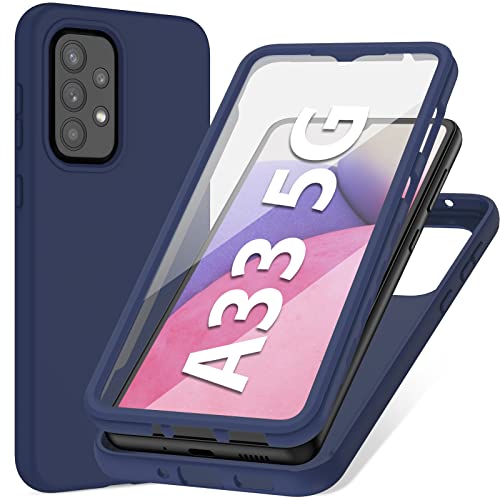 Coque de protection pour Samsung Galaxy A33-5G : TPU silicone 360 Protection complète antichoc fine coque de protection souple esthétique avec film de protection d'écran Galaxy A33 Cover
