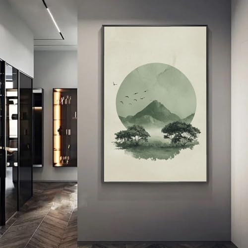 Toile montagne sérénité décoration murale nature verte - 4