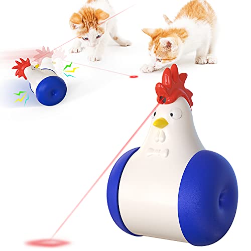 M.C.works Cat Laser Pointer, Led Light Pointer Cat Toys for Indoor Cats, Cat Toys for Chirstmas Gifts 180 Degree Self Balancing Toy/ Automatic Ball/ Bird Chirping/ Moving Cat Balls