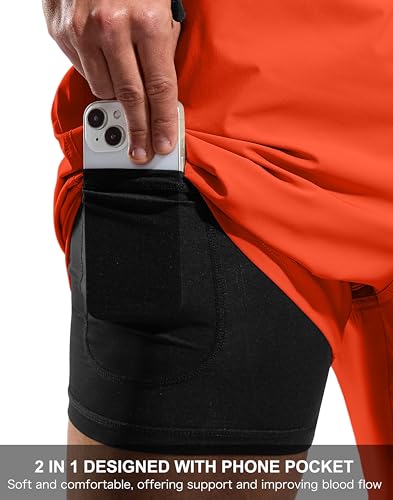 Image of G Gradual Mens Swim Trunks with Compression Liner 7 inch /9'' Quick Dry Board Shorts Swimsuit Bathing Suit for Men Zipper Pockets