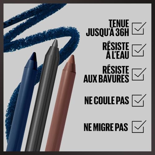 Maybelline New York - Crayon Gel Yeux Effet Tatouage - Waterproof & Tenue 36h - Tattoo Liner - Teinte : Deep Onyx