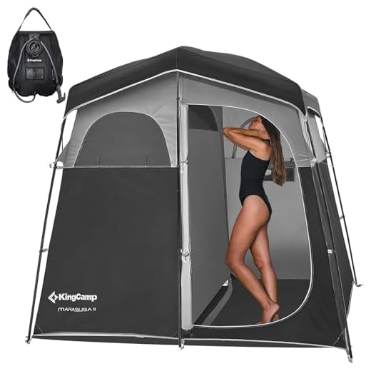 KingCamp 2 Room Shower Tent Oversize Space Privacy Tent Changing Room Outdoor Bathroom Tent for Camping Privacy Shelters Portable Shower Stall Black Toilet Tent